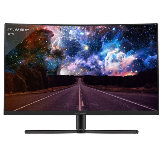 27" Curved Monitor LC-M27-FHD-165-C-V2 displaying vibrant cosmic imagery on screen