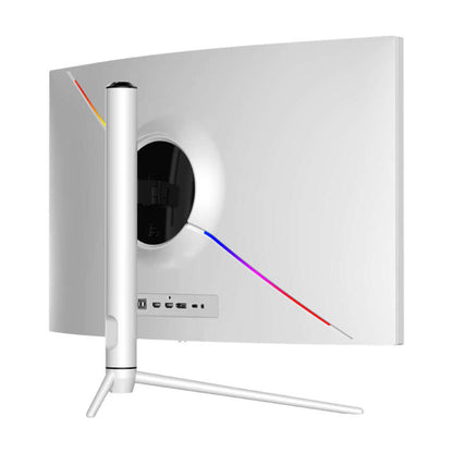 Back view of the white Gaming Monitor LC-M27-QHD-240-C-K, showcasing ports and sleek design.